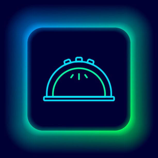 霓虹灯线美甲灯图标孤立在黑色背景上。用于指甲油干燥的紫外灯。色彩斑斓的轮廓的概念。向量图片下载