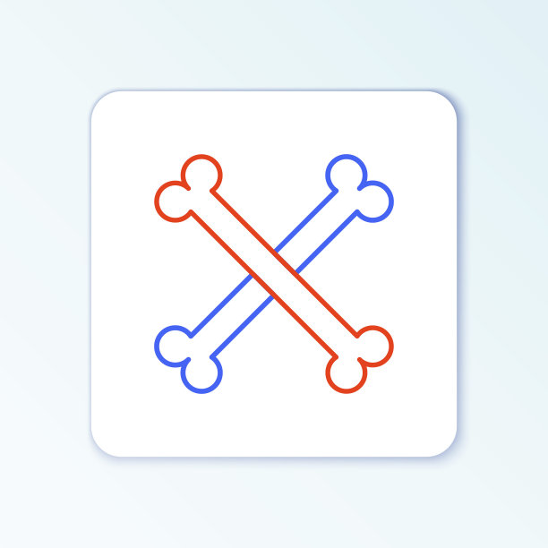 线交叉的人骨图标孤立在白色背景上。色彩斑斓的轮廓的概念。向量图片下载