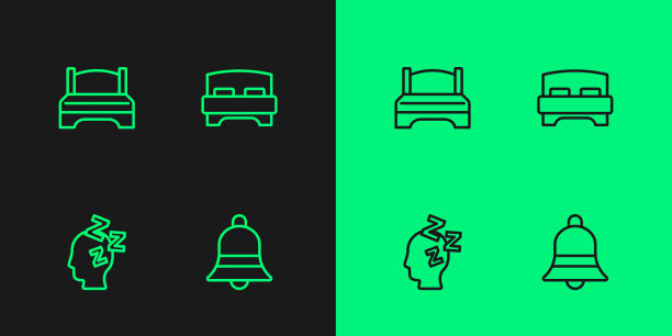 设置线路铃声，梦想，大床和图标。向量图片下载
