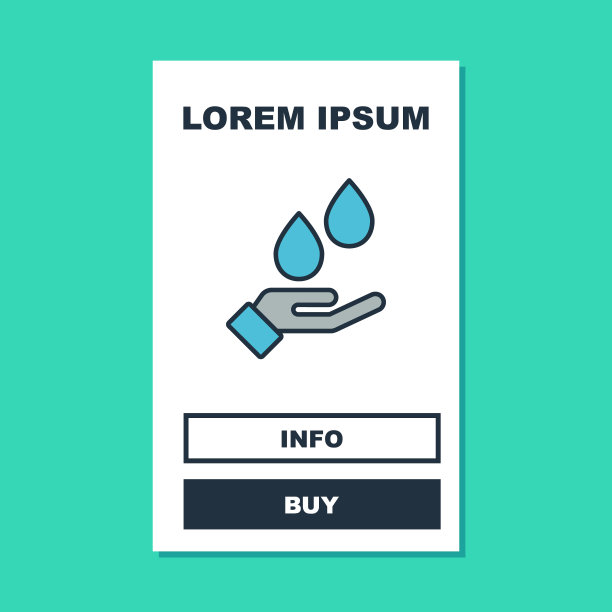 填充轮廓与肥皂图标洗手孤立在绿松石背景。用肥皂洗手，防止病毒和细菌。向量图片下载