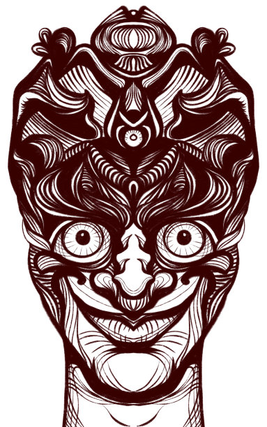 一个外星人的肖像插图，在白色背景上的线性画。图片下载