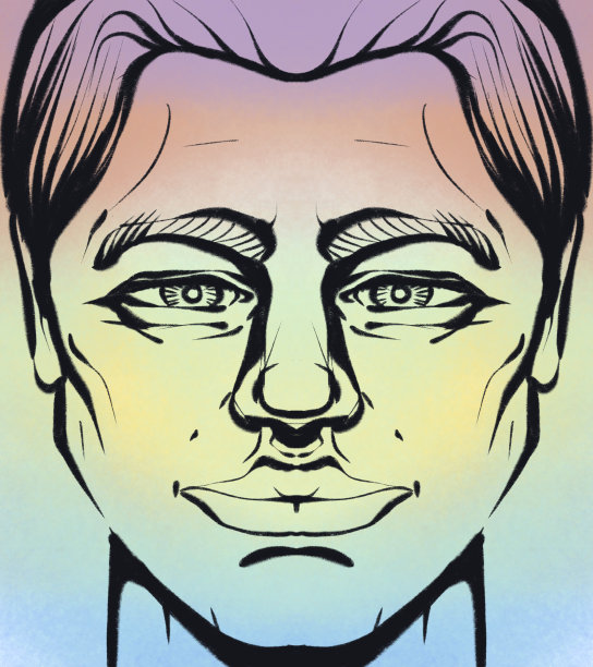 色彩艺术肖像。在彩色背景上画线性图片下载