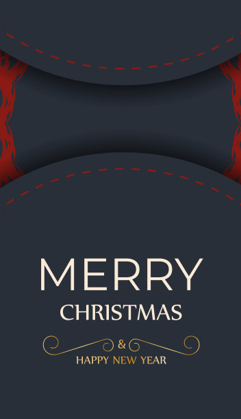 新年快乐海报模板和红色点缀。圣诞快乐准备印刷灰色贺卡设计与冬季模式。图片下载