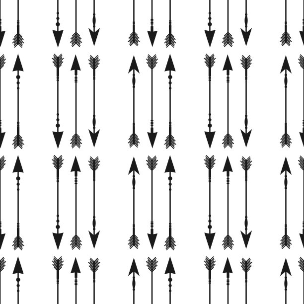 种族无缝图案与黑人印第安箭头孤立在白色上。图片下载