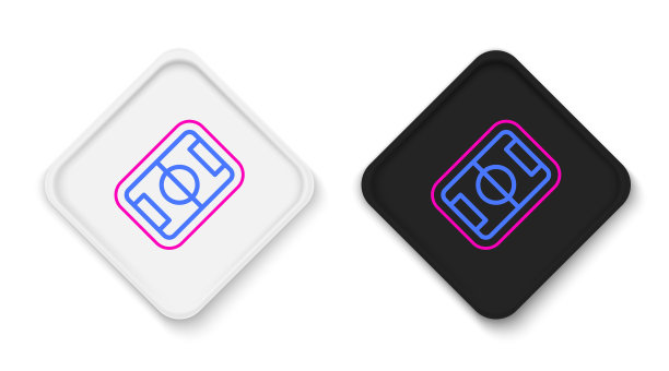 线足球或足球场图标孤立在白色背景。色彩斑斓的轮廓的概念。向量图片下载