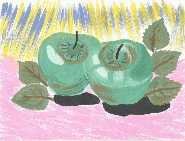 苹果、水粉颜料图片下载