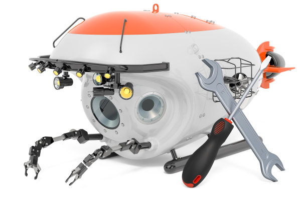 深海潜水器概念的维修和服务。三维渲染图片下载