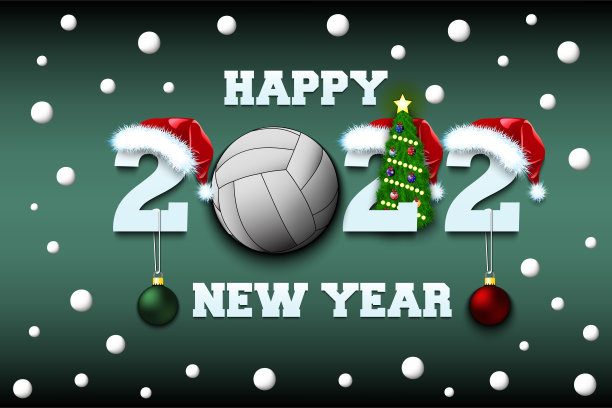 新年快乐，2022和排球图片下载