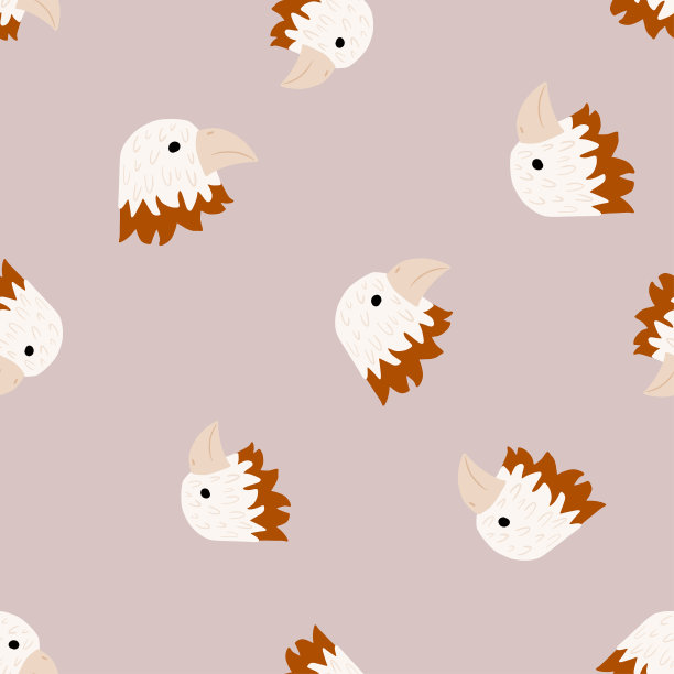 老鹰图案无缝的写意风格。彩色背景上的头掠食者。矢量插图的纺织品。图片下载