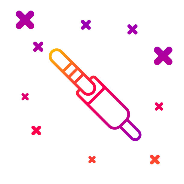 彩色线音频插孔图标孤立在白色背景。用于连接声音设备的音频电缆。插线。乐器。梯度随机动态形状。向量图片下载