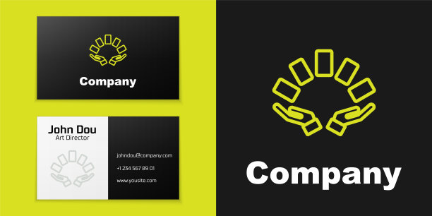 标识线手握纸牌图标孤立在黑色背景上。赌场游戏设计。Logo设计模板元素。向量图片下载