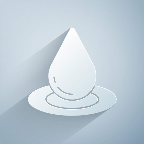 剪纸水滴图标孤立在灰色背景上。纸艺术风格。向量图片下载