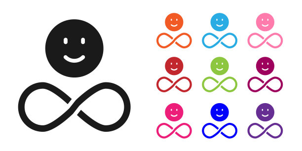 黑色朋友永远的图标孤立在白色背景。永恒的友谊概念。设置图标丰富多彩。向量图片下载