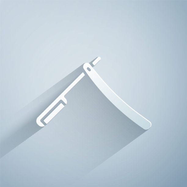 纸割直剃刀图标孤立在灰色背景上。理发店的标志。纸艺术风格。矢量图图片下载