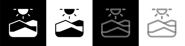 设置干旱图标孤立在黑白背景上。向量图片下载