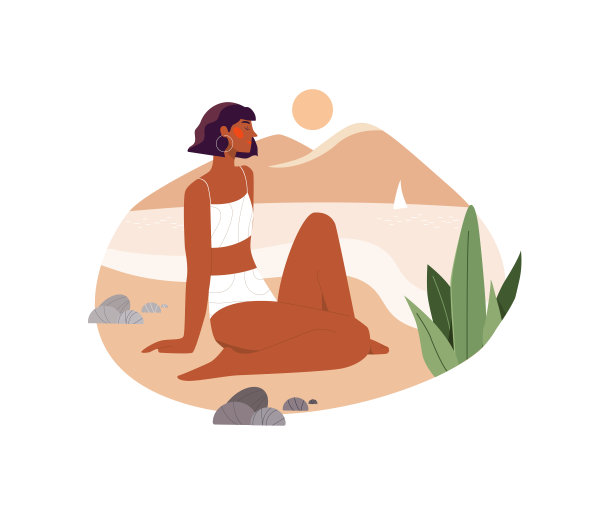 女人看着夕阳图片下载