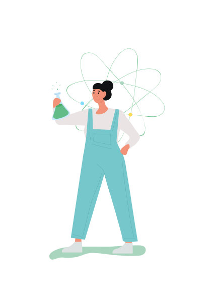 带烧瓶的女科学家图片下载