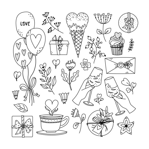 情人节矢量插画素材：礼物、创意插画和爱心图片下载