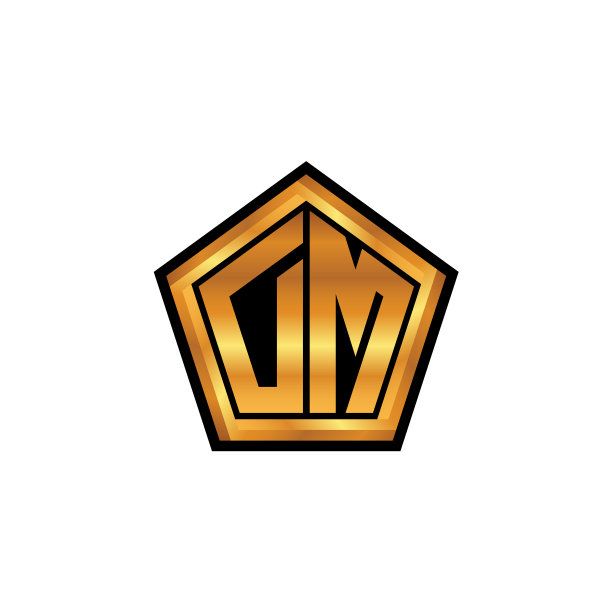 Dm标志字母几何金色风格图片下载