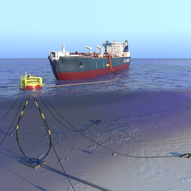 油轮在SPM浮标处。3 d渲染图片下载