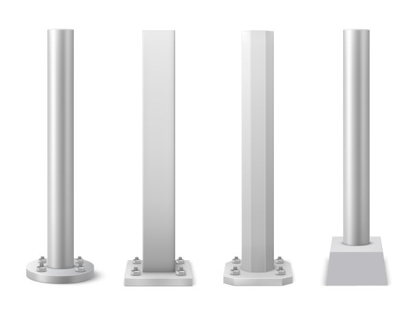 金属钢杆和柱子的现实设置图片下载