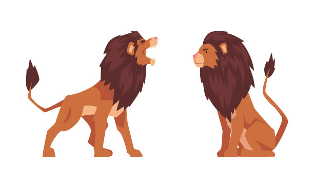 骄傲有力的狮子哺乳动物，有突出的鬃毛和图片下载