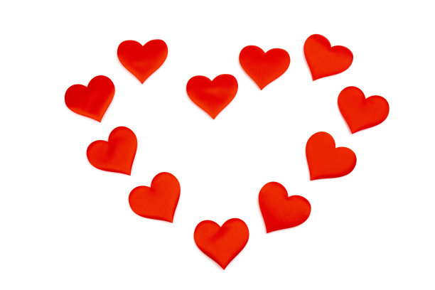 红心，孤立在白色背景上。装饰元素为设计情人节，请柬，封面，结婚卡片。图片下载