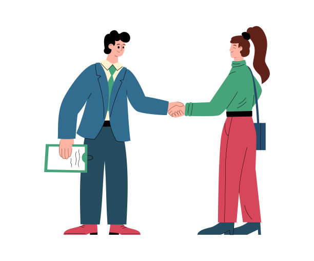 业务伙伴在会议上握手，在平面矢量图孤立图片下载