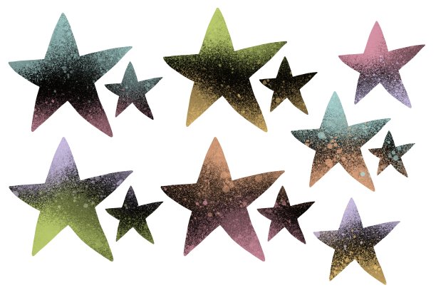 用彩色星星包装、卡片、海报、明信片、杂志和贴纸图片下载