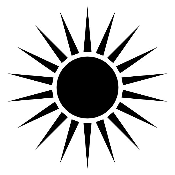 太阳下的剪影图标。平面向量。图片下载