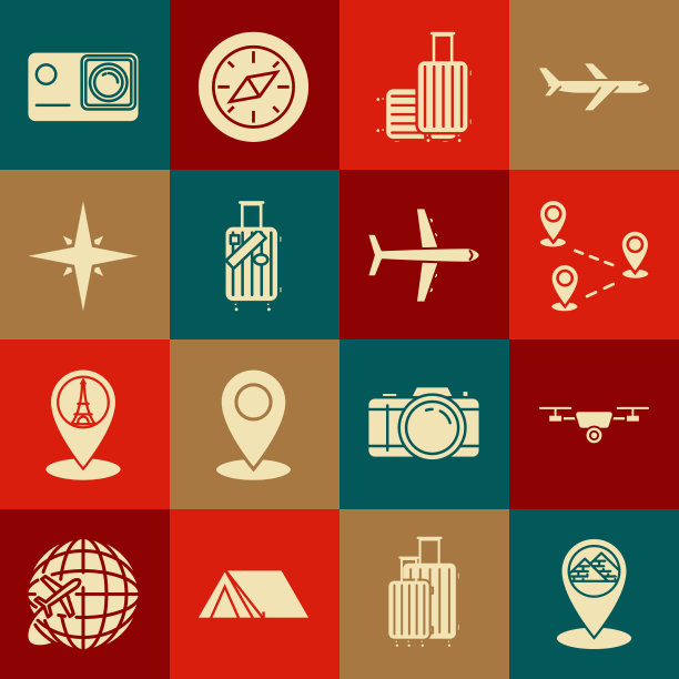 设置地图指针与埃及金字塔无人机飞行图片下载