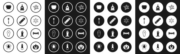 万圣节女巫设置蜘蛛网糖果魔杖图片下载