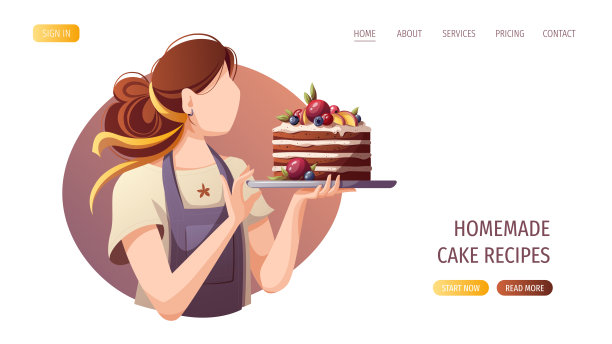 贝克和蛋糕。烘焙，烘焙店，烹饪，甜食，甜点，糕点，糖果的概念。图片下载