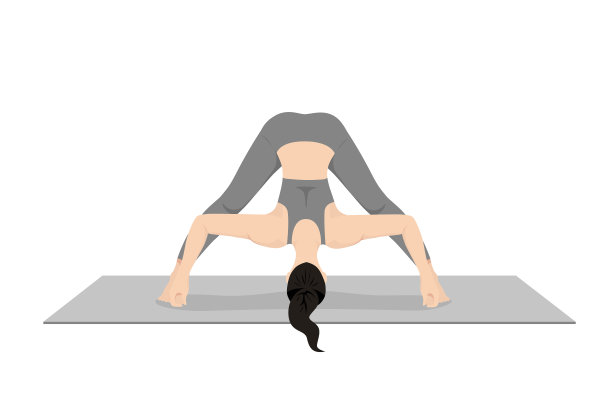 激烈的腿部伸展姿势D, Prasarita padottanana体式D，宽腿向前折叠姿势D，站立叉开向前弯曲D，广角向前折叠D图片下载