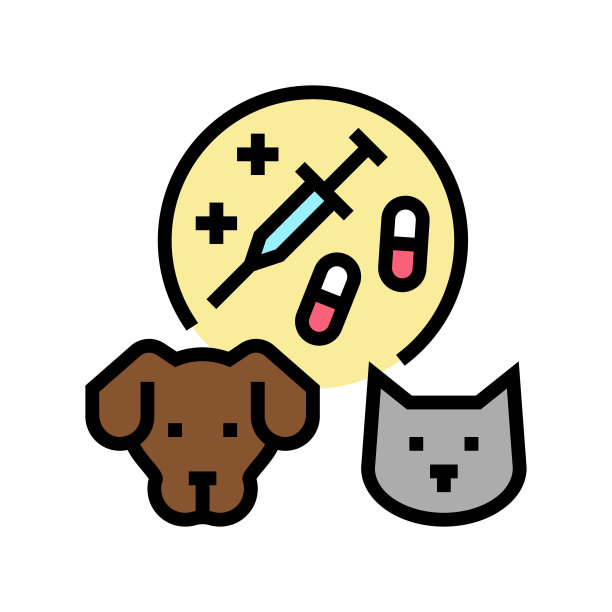 疼痛管理动物颜色图标矢量插图图片下载