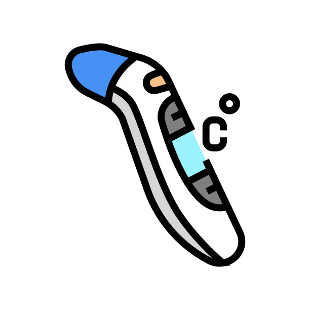 温度计触摸式彩色图标矢量插图图片下载