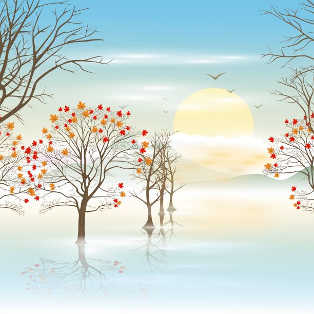 美丽的风景矢量插图图片下载