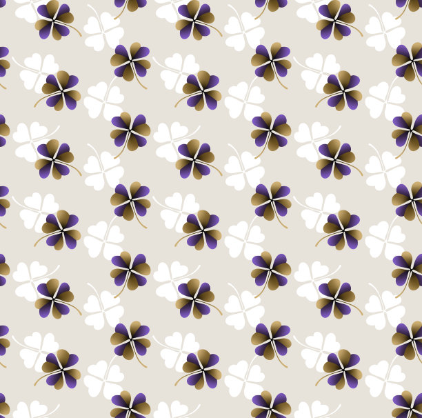 无缝三叶草图案，印花。图片下载