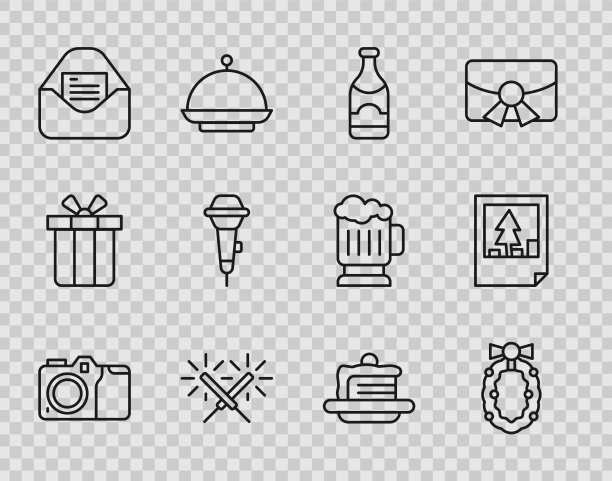 设置线摄影相机圣诞花环香槟图片下载