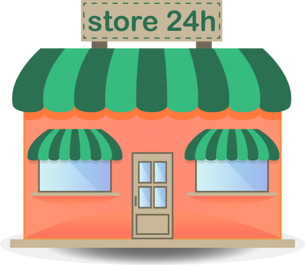 便利商店橱窗面店建筑与招牌字母图片下载