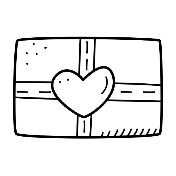 礼品盒与心，矢量涂鸦插图。婚礼和情人节的节日礼盒。图片下载
