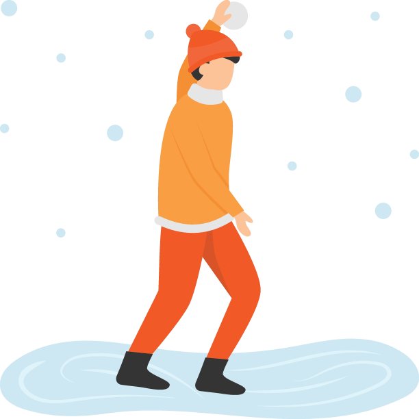 男孩在一个阳光明媚的冬日扔雪球概念矢量颜色图标设计，冬季活动场景符号，冬季标志，在雪天公园股票插图的节日庆祝图片下载