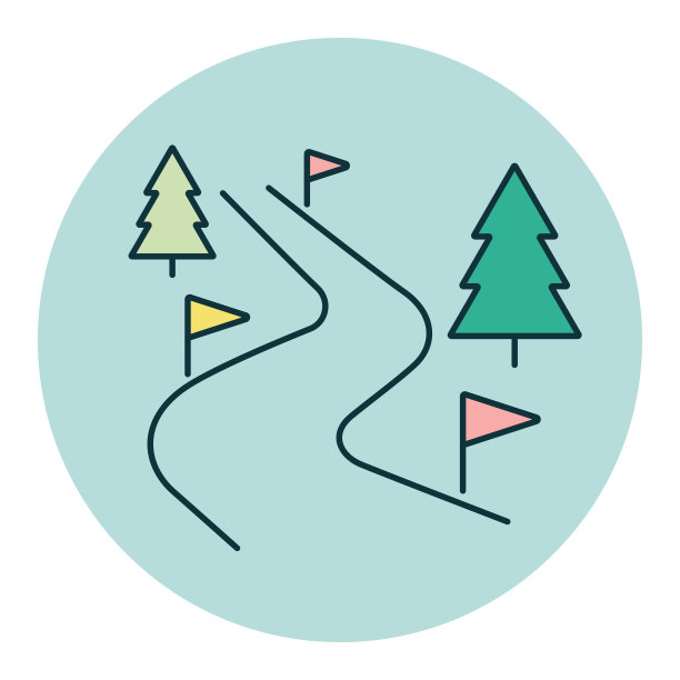 滑雪路线矢量图标。冬天的标志图片下载