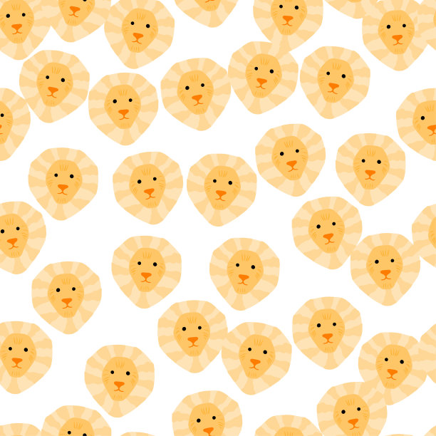 狮子图案无缝的写意风格。彩色背景上的头掠食者。矢量插图的纺织品。图片下载