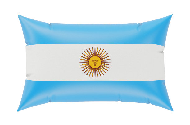印有阿根廷国旗的枕头。三维渲染图片下载