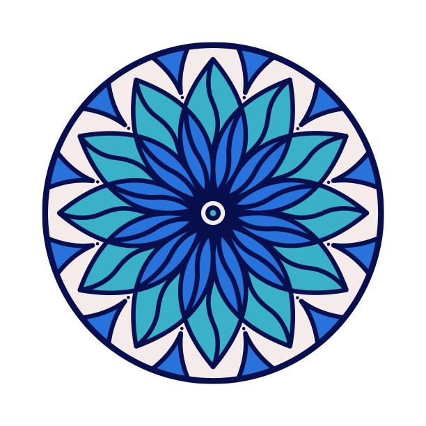 蓝色圆形传统花纹图片下载