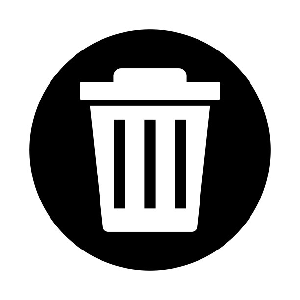 垃圾桶的圆形图标。平面向量。图片下载