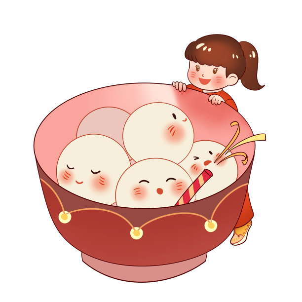 元宵节吃汤圆女孩素材图片