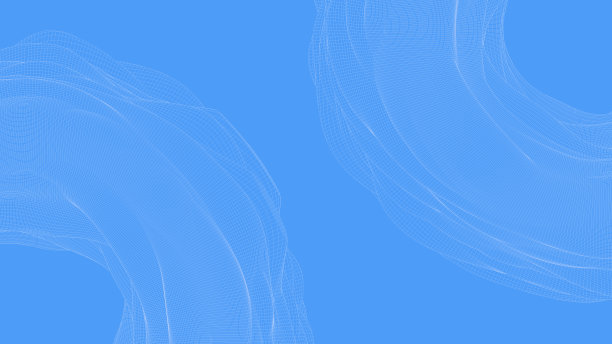 两个变形的圆形状。蓝色背景，白色格子。抽象插图，3d渲染。图片下载