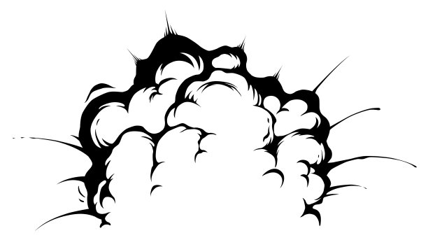 爆炸场景孤立在白色背景上图片下载